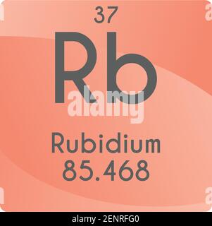 RB Rubidium Alkalimetall Chemisches Element Vektorgrafik, mit Ordnungszahl und Masse. Einfaches, flaches Gradientendesign für Bildung, Labor Stock Vektor