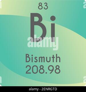 BI Bismuth Post Übergang Metall Chemische Element Vektor Illustration Diagramm, mit Ordnungszahl und Masse. Einfaches gradient flaches Design für Bildung, Stock Vektor