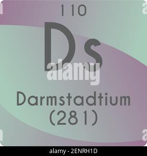 DS Darmstadtium Chemisches Element Vektorgrafik, mit Ordnungszahl und Masse. Einfaches gradient flaches Design für Bildung, Labor, Wissenschaft Stock Vektor