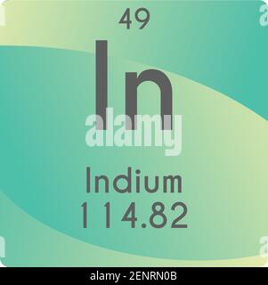 In Indium Post Übergang Metall Chemische Element Vektor Grafik, mit Ordnungszahl und Masse. Einfaches gradient flaches Design für Bildung, Stock Vektor