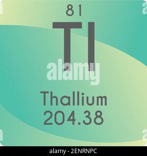 TL Thallium Post Übergang Metall Chemische Element Vektor Grafik, mit Ordnungszahl und Masse. Einfaches, flaches Design mit Gradienten für den Bildungsbereich Stock Vektor