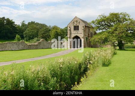 Das Gatehouse von Cleeve Abbey, Somerset, Großbritannien. Stockfoto