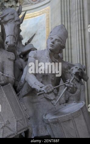 Schlagzeuger, La Convention Nationale Skulptur von Francois Léon Sicard im Panthéon, Paris, Île-de-France, Frankreich Stockfoto