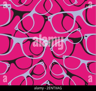 Brille Nahtloses Muster Retro Hipster Sonnenbrille. Abstrakter Vektorhintergrund. Stock Vektor