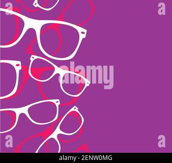Brille Nahtloses Muster Retro Hipster Sonnenbrille. Abstrakter Vektorhintergrund. Stock Vektor