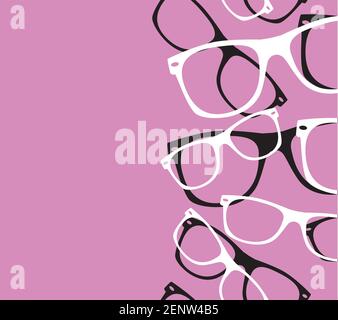 Brille Nahtloses Muster Retro Hipster Sonnenbrille. Abstrakter Vektorhintergrund. Stock Vektor
