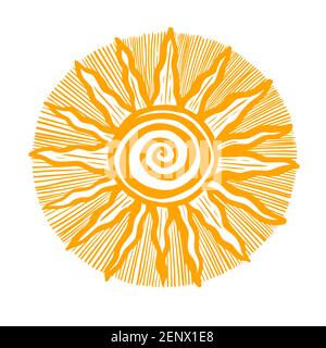 Vintage-Sonnenobjekt. Hallo Sommer. Vektorgrafik Stock Vektor