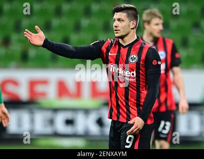 Bremen, Deutschland. 26th Feb, 2021. firo Fußball: Fußball: 02/26/2021 1st Bundesliga: SV Werder Bremen - SG Eintracht Frankfurt 2: 1 Luka Jovic, Enttausch Quelle: dpa/Alamy Live News Stockfoto