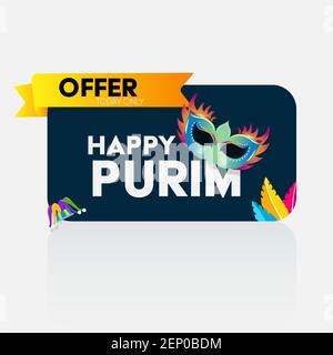 Happy Purim Karneval Maske Banner Urlaub Hintergrund. Stock Vektor
