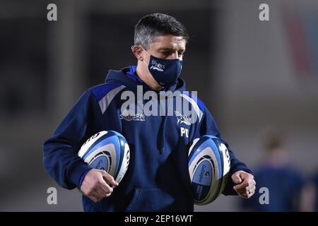 Eccles, Großbritannien. Februar 2021, 26th. Paul Deacon Cheftrainer von Sale Sharks in Eccles, UK am 2/26/2021. (Foto von Richard Long/News Images/Sipa USA) Quelle: SIPA USA/Alamy Live News Stockfoto