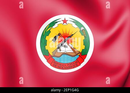 3D Presidential Standard of Mosambik (1975-1982). 3D Abbildung. Stockfoto