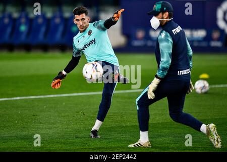 VALENCIA, SPANIEN - FEBRUAR 26: Torwart Daniel Cardenas von Levante während des LaLiga Santander-Spiels zwischen Levante und Athletic Bilbao in Estadi Stockfoto