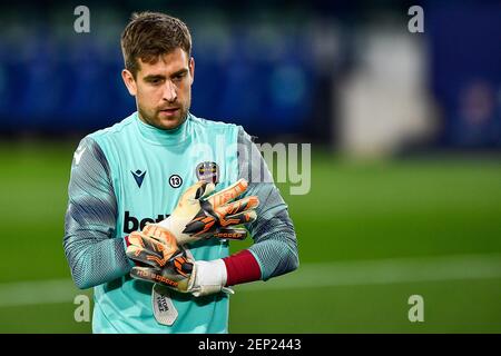 VALENCIA, SPANIEN - FEBRUAR 26: Torwart Aitor Fernandez von Levante während des LaLiga Santander-Spiels zwischen Levante und Athletic Bilbao in Estadi Stockfoto