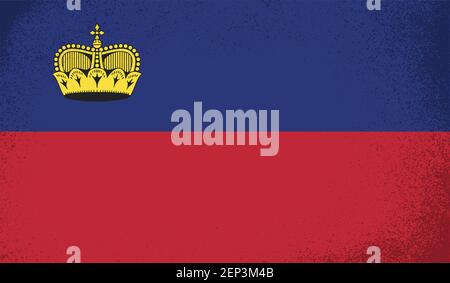 Liechtensteinische Grunge-Flagge. Vektorgrafik. Grunge-Effekt kann leicht gereinigt werden. Stock Vektor