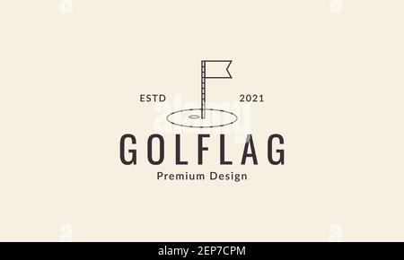 Golf Punkt Ball Linien Flagge Logo Design Vektor Symbol Symbol Grafische Darstellung Stock Vektor