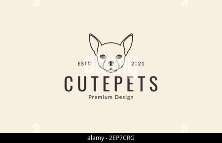 Linie Tier Kopf Pembroke Welsh Corgi Hund Logo Design Vektor Symbol Symbol Symbol Grafik Abbildung Stock Vektor