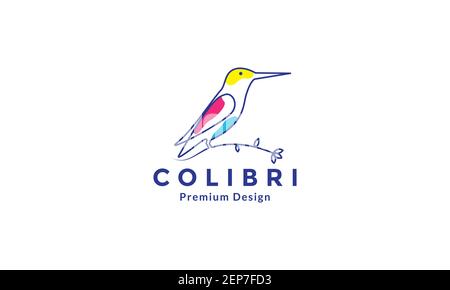 Linien Kunst colibri oder Kolibri abstrakten Vogel Logo Design Vektor Symbol Symbol Symbol Grafik Abbildung Stock Vektor