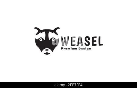 Tier Kopf Wiesel schwarz Logo Design Vektor Symbol Symbol Grafik Abbildung Stock Vektor