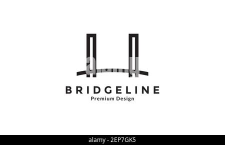 Lange Brücke einfache Linien Logo Design Vektor Symbol Grafik Abbildung Stock Vektor