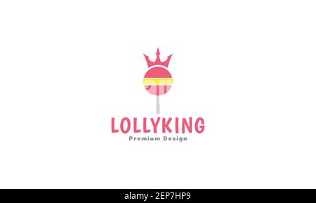 lollipop Süßigkeiten mit Krone Logo Design Vektor Symbol Symbol Grafik Abbildung Stock Vektor