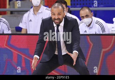 Barcelona, Spanien. Februar 2021, 26th. TJ Parker während des Spiels zwischen FC Barcelona und ASVEL Lyon-Villeurbanne, entsprechend der Woche 26 der Euroleague, spielte am 26. Februar 2020 im Palau Blaugrana in Barcelona. Foto JGS/Cordon Press Credit: CORDON PRESS/Alamy Live News Stockfoto