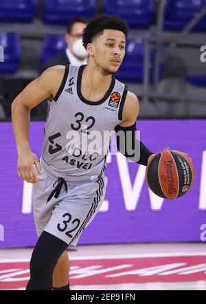 Barcelona, Spanien. Februar 2021, 26th. Matthew Strazel während des Spiels zwischen FC Barcelona und ASVEL Lyon-Villeurbanne, entsprechend der Woche 26 der Euroleague, spielte am 26. Februar 2020 im Palau Blaugrana in Barcelona. Foto JGS/Cordon Press Credit: CORDON PRESS/Alamy Live News Stockfoto