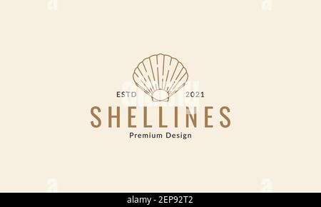 Linien vintage Schale Meer Logo Design Vektor Symbol Symbol Illustration Stock Vektor