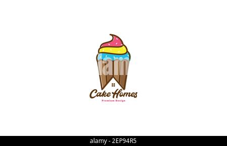 Abstrakte Kuchen mit Home Logo Design Vektor Symbol Symbol Illustration Stock Vektor