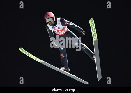 Pius PASCHKE (GER), Action, Sprung. Skisprung Männer Normalschanze Einzelperson, Skisprung Normalschanze Qualifikation. FIS Nordische Skiweltmeisterschaften 2021 in Oberstdorf vom 22nd. Februar bis 7th. März 2021. Weltweite Nutzung Stockfoto