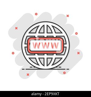 Vektor cartoon klicken Sie auf Web Icon im Comic-stil. Globe World zeichen Abbildung Piktogramm. WWW url Business splash Wirkung Konzept. Stock Vektor