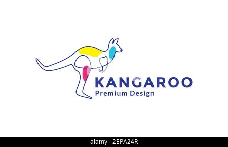 Linien Kunst abstrakt Tier australian Känguru Logo Design Vektor-Symbol Symboldarstellung Stock Vektor