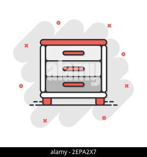 Vektor cartoon Schrank Symbol im Comic-stil. Möbel Zeichen Abbildung Piktogramm. Cabinet business splash Wirkung Konzept. Stock Vektor