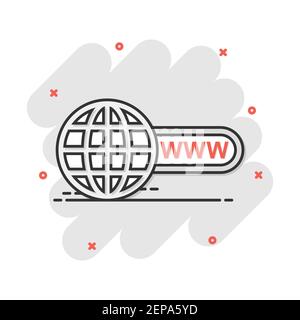 Vektor cartoon klicken Sie auf Web Icon im Comic-stil. Globe World zeichen Abbildung Piktogramm. WWW url Business splash Wirkung Konzept. Stock Vektor