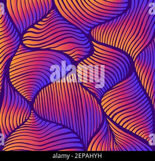 Vintage helle Neonfarbe abstrakte Wellen Hintergrund. Doodle dekoratives Element. Vektor Hand gezeichnet bohemian Fantasy psychedelischen Hintergrund. Stock Vektor