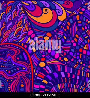 Komplizierte Muster mit Doodle-Stil Labyrinth-Ornamente. Mystische abstrakte Fantasy-Textur. Stammes ethnischen schamanischen Hintergrund. Bunte surreale Vektor Wallpa Stock Vektor