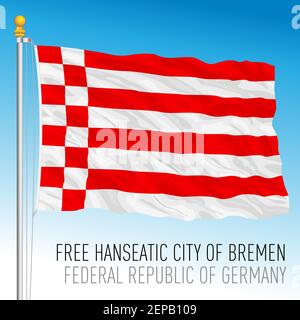 Freie Hansestadt Bremen Lander Flagge, Bundesland Deutschland, europa, Vektorgrafik Stock Vektor