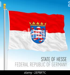 Landesflagge Hessen, Bundesland Deutschland, europa, Vektorgrafik Stock Vektor