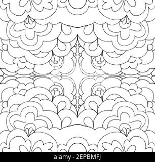 Komplizierte abstrakte psychedelische Linie Ornament Färbung Seite. Schwarz und weiß bizarre Fantasie schamanischen Hintergrund. Vektorgrafik. Stock Vektor