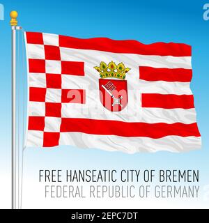 Freie Hansestadt Bremen Lander Flagge, Bundesland Deutschland, europa, Vektorgrafik Stock Vektor