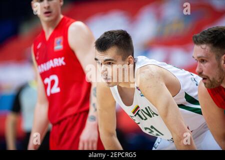 2021-02-22. FIBA EuroBasket 2022 Qualifiera Denmark 76 - 77 Litauen. Foto von Alfredas Pliadis Stockfoto