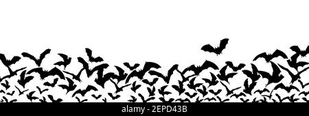 Halloween fliegende Fledermäuse. Dekorationselement aus verstreuten Silhouetten. Vektorgrafik Stock Vektor
