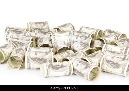 Hundert Dollar Scheine Geldstapel Stockfoto