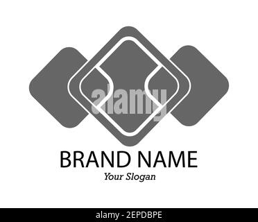 Verflechtung von Quadraten. Vorlage für Logo, Aufkleber, Logo, Marke und kreatives Design. Flach Stock Vektor