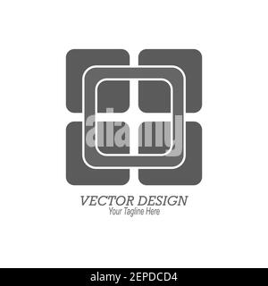 Verflechtung von Quadraten. Vorlage für Logo, Aufkleber, Logo, Marke und kreatives Design. Flach Stock Vektor