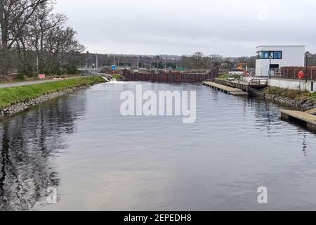 Caledonian Canal Verbesserungen in Inverness. Stockfoto