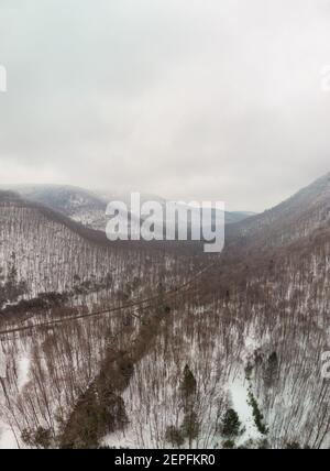 Blick nach Osten in Bells Gap Pennsylvania im Winter Stockfoto