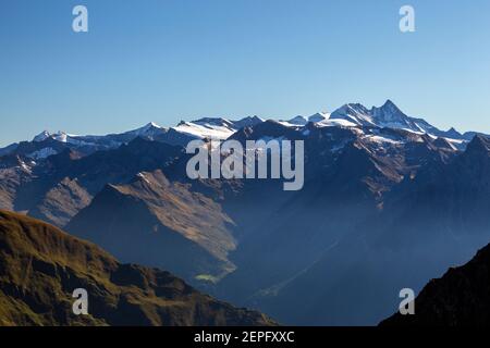 Tauerntal. Blick auf die Glockner-Berggruppe. Osttirol. Österreichische Alpen. Europa Stockfoto