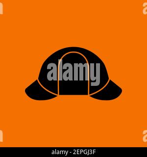 Sherlock-Hut-Symbol. Schwarz auf orangefarbenem Hintergrund. Vektorgrafik. Stock Vektor