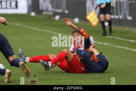 firo: 02/27/2021 Fußball: Fußball: 2nd Bundesliga-Saison 2020/21 VfL Bochum - Würzburg, Kickers Würzburg, Würzburg Duelle, Danny Blum, Witz, Humor weltweit Stockfoto