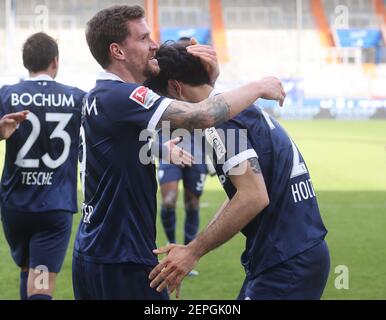 firo: 02/27/2021 Fußball: Fußball: 2nd Bundesliga-Saison 2020/21 VfL Bochum - Würzburg, Kickers Würzburg, Würzburg Gerrit Holtmann, Jubilation, Jubelt, Nach, sein, Ziel, zu, 3: 0 Verwendung weltweit Stockfoto